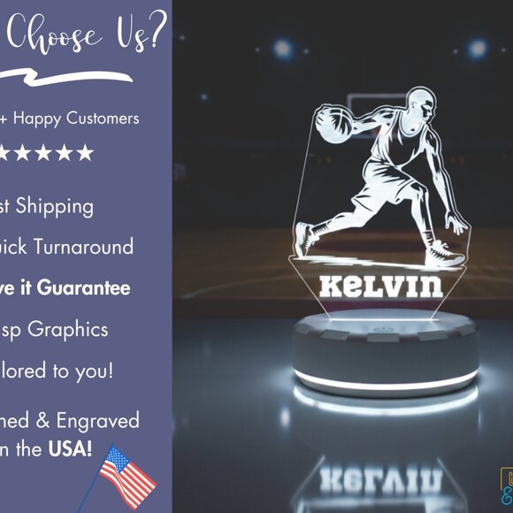 Custom Basketball Night Light – LED Lamp for Athletes - Picture 4 of 8